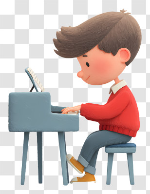 Boy Playing Electric Piano - Boy Playing Piano Transparent PNG