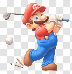 Mario Playing Golf - Character Enjoying Golf Transparent PNG