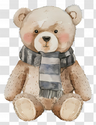 Teddy Bear - Teddy Bear With Striped Scarf Transparent PNG