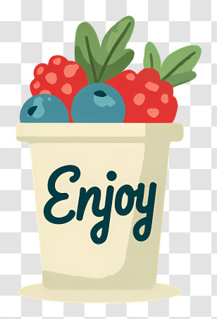 Enjoy Smoothie Logo - Fresh Berry Yogurt Cup Transparent PNG