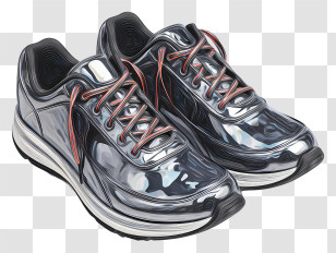 Carbon Plated Running Shoes - Shiny Sneakers With Laces Transparent PNG