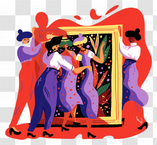 Oil Painting - Colorful Abstract Art Painting In Gallery Transparent PNG