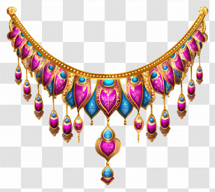 Toran - Colorful Gemstone Necklace With Gold Accents Transparent PNG