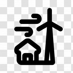 Wind Power Plants - Windmill And House Icon Transparent PNG