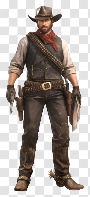 Red Dead Redemption - Rugged Cowboy In Western Outfit Transparent PNG