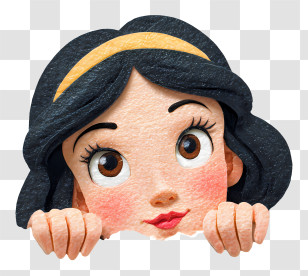 Snow White Peeking Out - Curious Cartoon Girl Peeking Transparent PNG