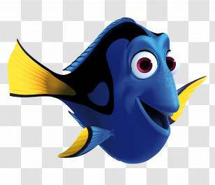 Finding Nemo - Cheerful Cartoon Blue Fish With Bright Yellow Fins Transparent PNG