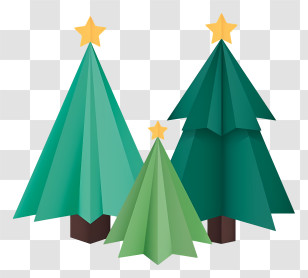 Trees - Decorative Christmas Trees With Stars On Top Transparent PNG