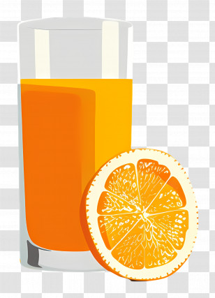 Juice - Glass Of Orange Juice With Slice Transparent PNG