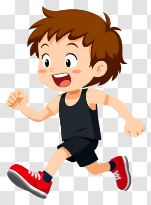 Running Boy - Running Boy In Black Tank Top Transparent PNG