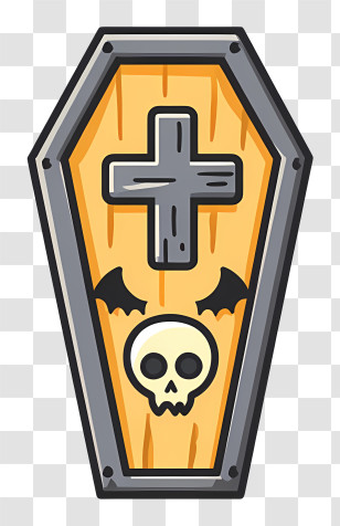 Cute Coffin With Cross - Spooky Coffin With Cross And Skull Transparent PNG