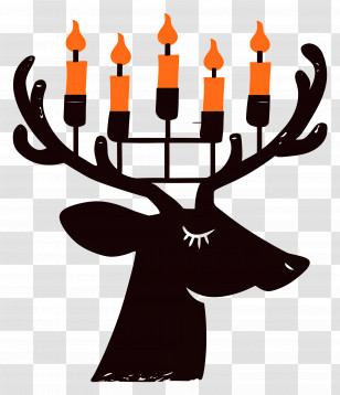 Light Deer - Deer With Candle Antlers Illustration Transparent PNG