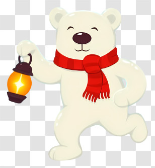 Polar Bear - White Bear With Lantern Cartoon Transparent PNG