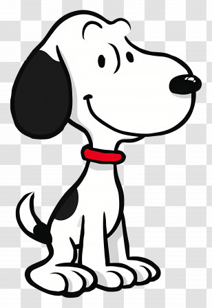 Snoopy - Cartoon Dog Wearing A Red Collar Transparent PNG