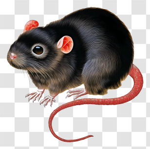Zodiac Rat Icon - Black Rat Detailed Illustration Transparent PNG
