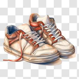 Sneakers - Classic White And Red Sneakers Illustration Transparent PNG
