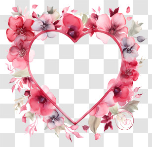 Heart Shaped Flowers - Heart-Shaped Floral Frame For Romantic Occasions Transparent PNG