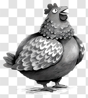 Ink Hen - Black And White Chicken Illustration Transparent PNG