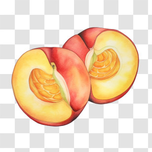Peach - Half-Cut Peaches Illustration Transparent PNG