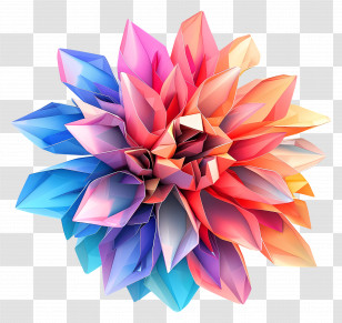 Digital Flower - Rainbow-Colored Paper Flower Decoration Transparent PNG