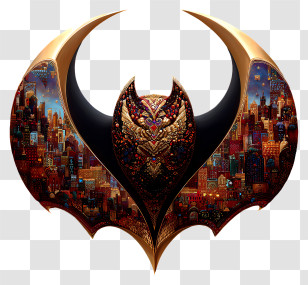 Jewel Decorative Art - Ornate Golden Bat Emblem Transparent PNG