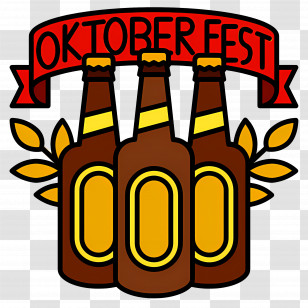 Oktoberfest - Oktoberfest Celebration Logo With Beer Bottles Transparent PNG