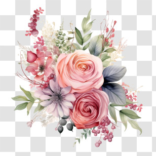 Wedding Flower - Beautiful Pastel Flower Bouquet Illustration Transparent PNG