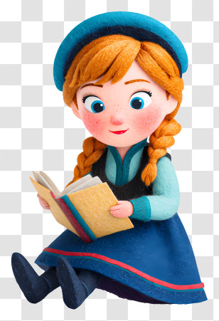 Frozen Anna Reading Book - Cute Girl Reading A Book Transparent PNG