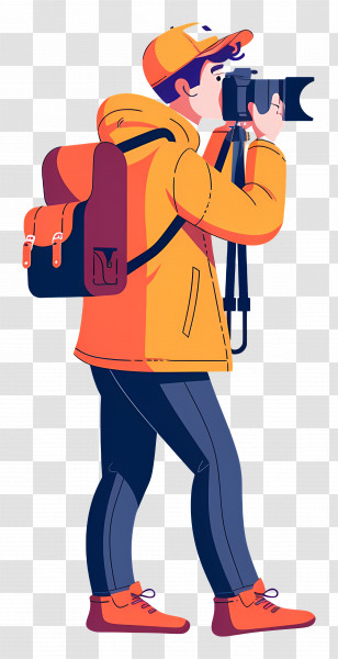 Photographer Taking Photo - Cartoon Photographer Boy With Backpack Transparent PNG