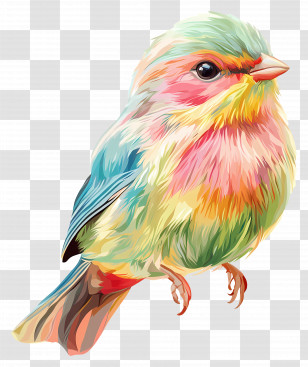 Pastel Bird - Colorful Bird With Rainbow Feathers Illustration Transparent PNG