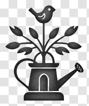 Garden Logo - Watering Can With Bird And Leaves Transparent PNG