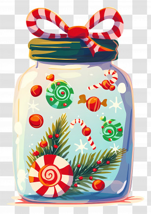 Christmas Candy Jar - Christmas Jar Decoration Illustration Transparent PNG