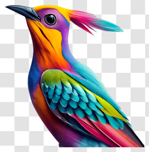 Colorful Bird - Illustration Of A Brightly Colored Bird Transparent PNG
