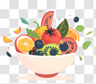 Falling Vegetables - Fruit Salad Bowl With Mixed Fruits Transparent PNG