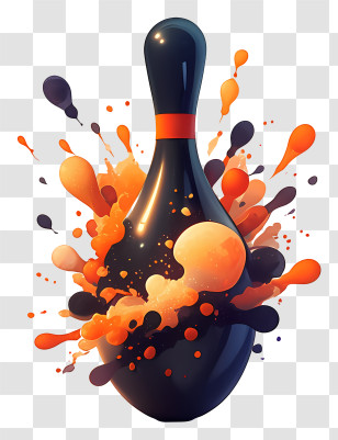 Bowling Pin Explosion - Black Bowling Pin Paint Splash Transparent PNG