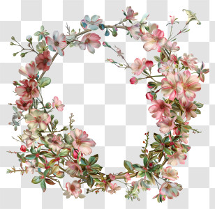Flower Wreath - Floral Wreath With Pink Flowers Transparent PNG