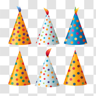Birthday Hat - Colorful Party Hats With Polka Dots Transparent PNG