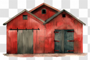 Warehouse - Classic Red Barn Illustration Transparent PNG