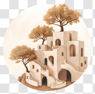 Architecture Tree - Houses On Hills With Trees Transparent PNG