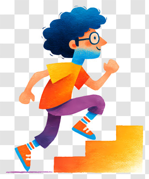 Man Climbing Stairs - Cartoon Man Running Up Stairs Transparent PNG