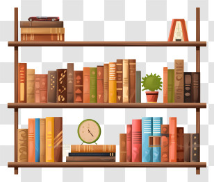 Bookshelf - Bookshelf With Books And Home Decor Items Transparent PNG