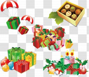 Paper Christmas Gift Greeting Card - Cartoon Vector Transparent PNG
