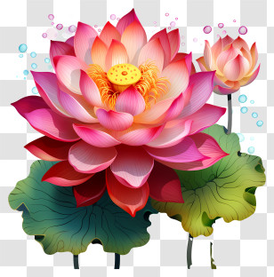 Multicolored Paints Lotus Flower - Beautiful Pink Lotus Flowers Transparent PNG