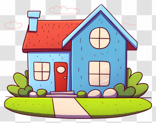 Cartoon House - Cartoon Blue House Illustration Transparent PNG