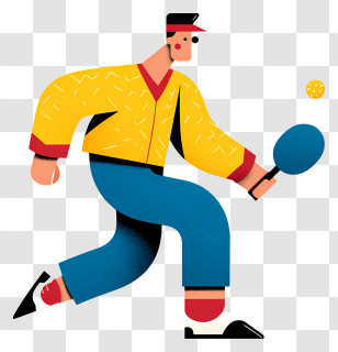 Pickleball Player - Cartoon Ping Pong Player In Action Transparent PNG