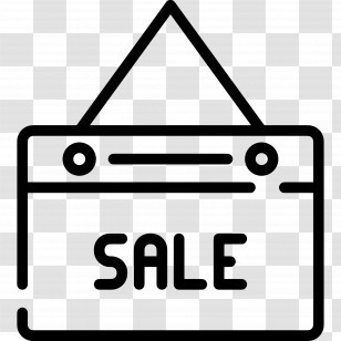 Sale Sign - Black Iconic Sale Sign Illustration Transparent PNG