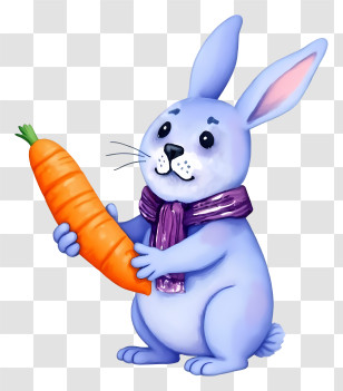 Cartoon Bunny - Cartoon Rabbit Holding A Carrot Transparent PNG