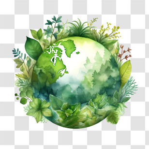 Green Planet Earth - Beautiful Green Earth With Nature Elements Transparent PNG
