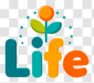Life Logo - Colorful 'Life' Logo With Flower Transparent PNG