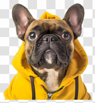 French Bulldog - Adorable Dog In Yellow Hoodie Outfit Transparent PNG